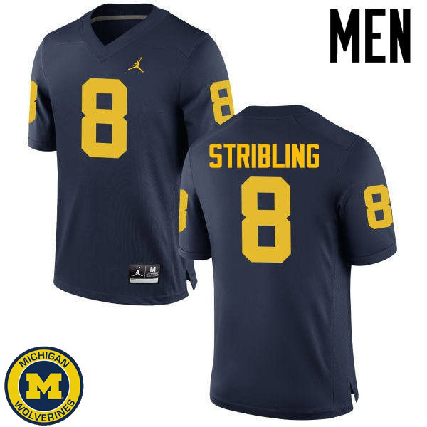 Men University of Michigan #8 Channing Stribling Navy Fashion Player Jersey